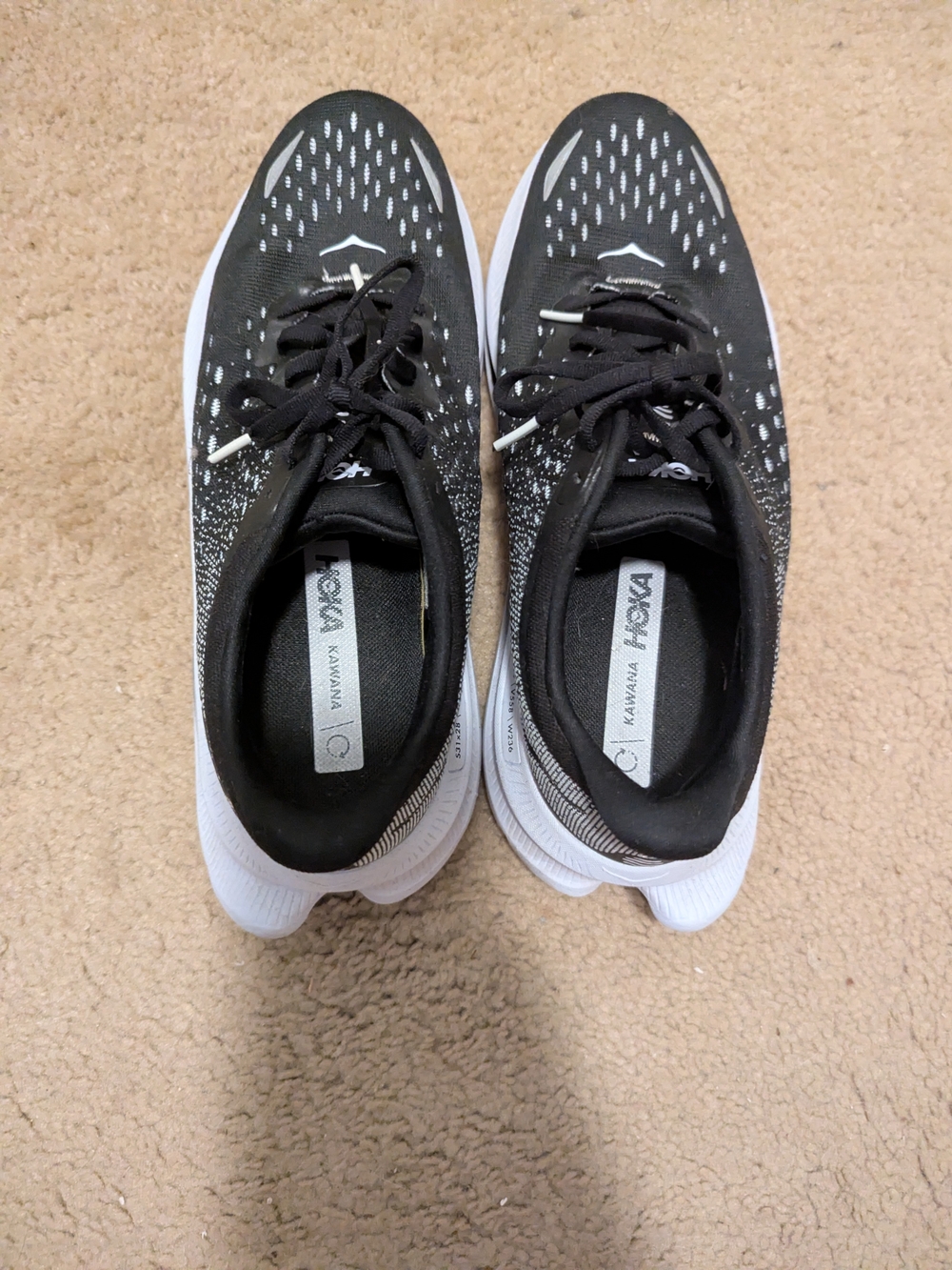 Hoka Kawana Black White Knit Running Training Shoes Size 10 Women's
